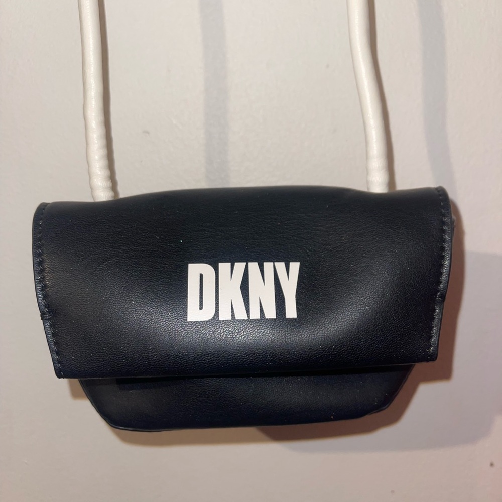DKNY Black Mini Shoulder Bag with White Logo